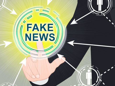 Fake News Glowing Button Being Pressed 3d Illustration