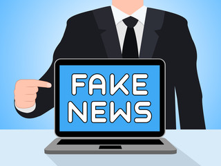 Pointing To Fake News On Laptop 3d Illustration