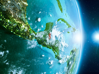 Sunrise above Belize on planet Earth