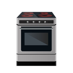 Kitchen electric stove. Cooking food equipment. Vector illustration. Front view