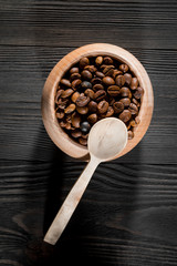 a cup of americano coffee on wood texture, still llife photography