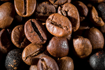 Texture of roasted ready to drink coffee close-up.