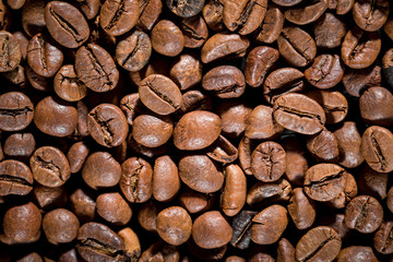 Texture of roasted ready to drink coffee close-up.