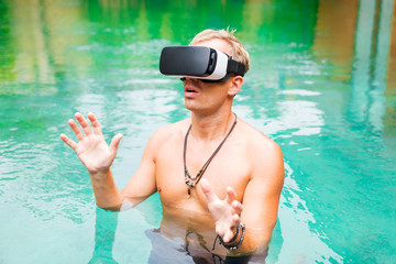 Man with virtual reality glasses