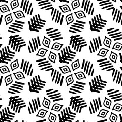 Black and White Seamless Ethnic Pattern. Tribal