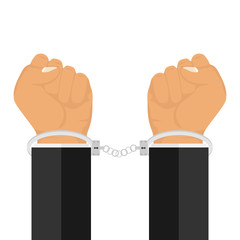 Hands in handcuffs. Cuffs are handcuffed.