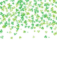 Saint Patrick's Day frame with green tree leaf clovers on white background. Vector.