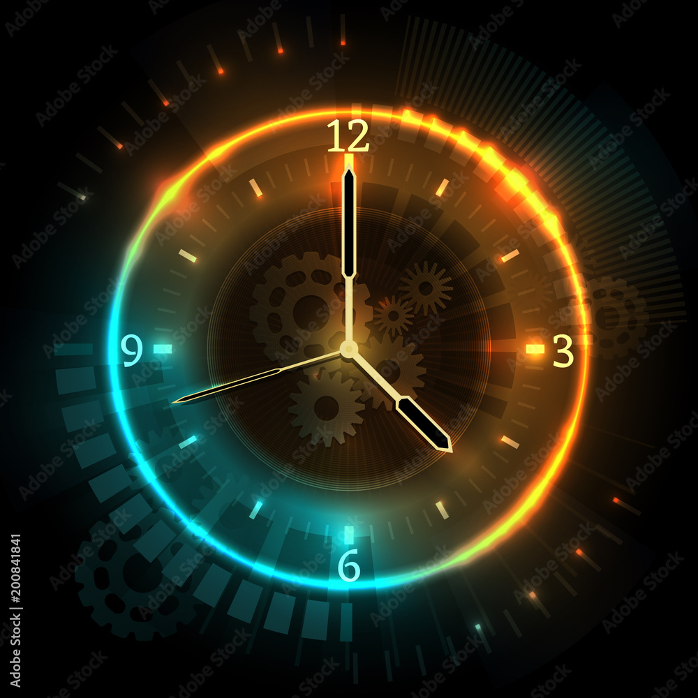 Canvas Prints digital futuristic watch with neon effects. time abstract vector concept with clock