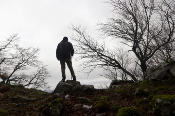 hiker on mountain park on monte figliolo alburni