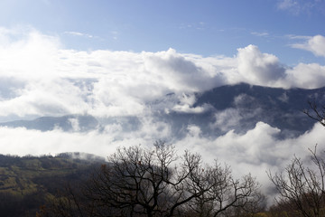 mountains in the clouds in the matese park