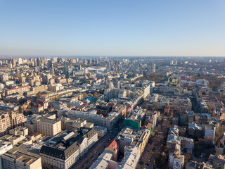 Fototapeta na wymiar Kiev city center. Old area with Golden Gate. Ukraine. Aerial view