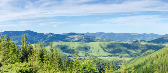 Fototapeta na wymiar Mountain landscape with several ridges in the Carpathians