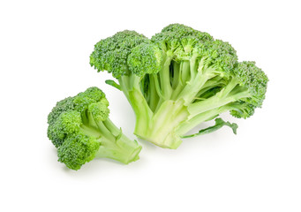Freshly harvested broccoli on a white background