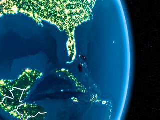 Bahamas in red at night