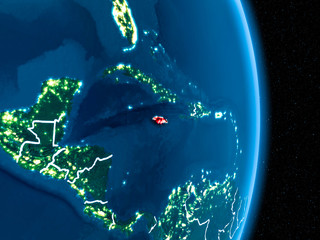 Jamaica in red at night