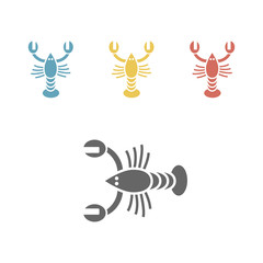 crayfish crustaceans lobster crawfish flat icon