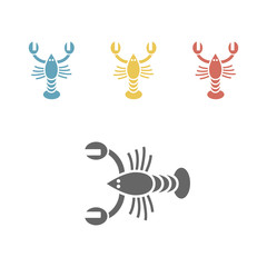 Fototapeta premium crayfish crustaceans lobster crawfish flat icon