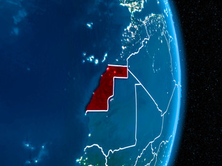 Western Sahara in red at night