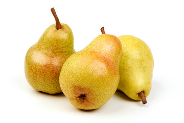 Juicy fresh ripe Williams pears, isolated on a white background