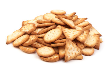 Close up healthy whole wheat cracker on white background