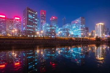 Foto auf Glas Peking CBD bei Nacht © ymgerman