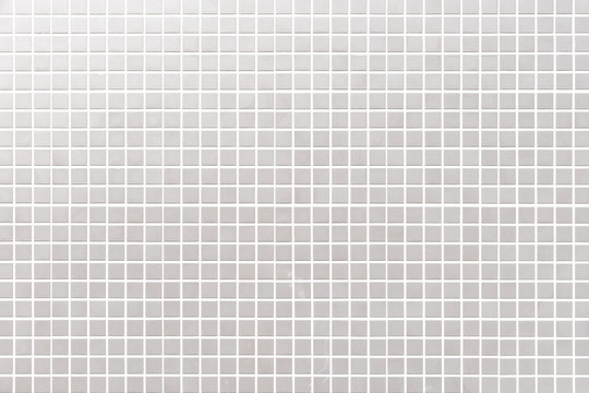 White mosaic tile wall pattern and background seamless