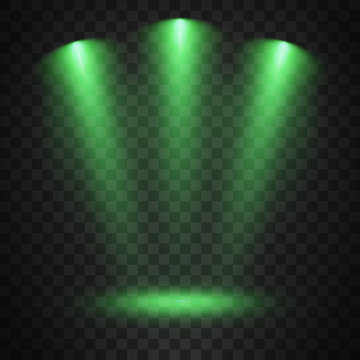 Green Spotlights On Transparent Background