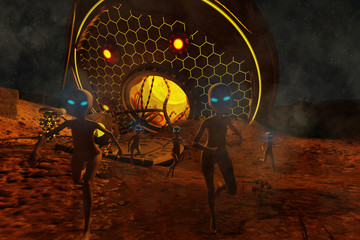 UFO crashes,3d illustration © Joe Therasakdhi