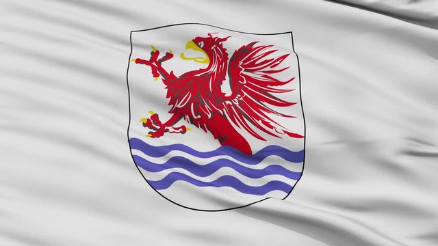 Slupsk  closeup flag, city of Poland, realistic animation seamless loop - 10 seconds long