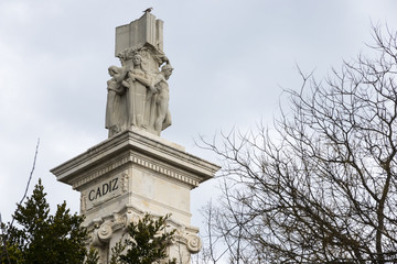 Cadiz, Spain. Monument to the Cadiz Cortes of 1810, first national assembly to claim sovereignty in...