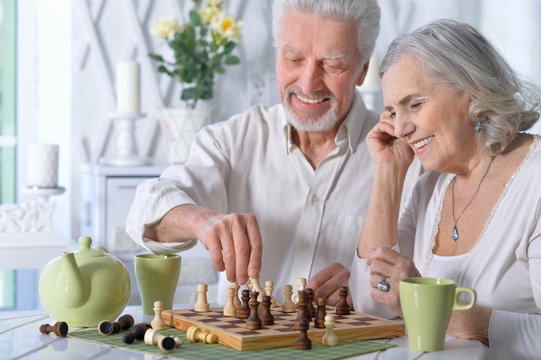 Senior Couple Playing Chess