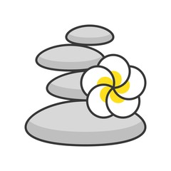 Flower with rock, spa concept, filled outline icon
