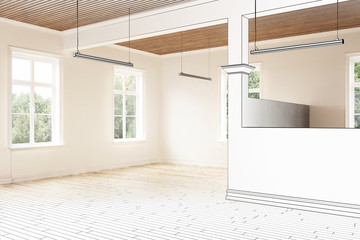 Büroraum, leer (Entwurf)