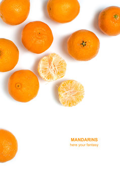 Tangerines on white background.Healthy and fresh fruit.Vitamins in food.