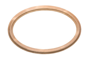 Oval, elliptical wooden frame isolated on white background - obrazy, fototapety, plakaty