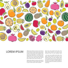 Agricultural leaflet template with hand drawn fruit