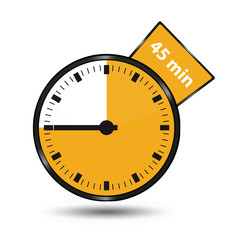 Timer 45 Minuten - Vektor Illustration - Freigestellt auf wei&szlig;em Hintergrund