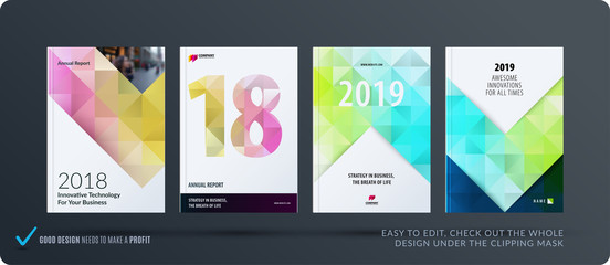 Template. Creative abstract design of brochure set, horizontal cover, flyer in A4