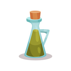 Glass bottle of vinegar vector Illustration on a white background