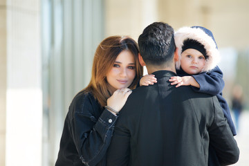 Parents father, mother and their daughter