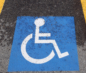 wheelchair symbol in the car parkingle