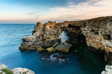 Fototapeta na wymiar Tulenovo stone arc at Black sea.