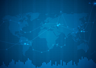 Abstract financial chart with stock graph market.Vector illustration