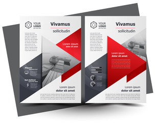 Flyer brochure design template, business cover geometric red color