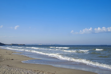 Sandy beach in spring landscape