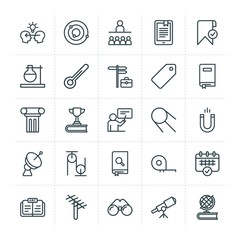 Modern Simple Set of science, bookmarks, education Vector outline Icons. ..Contains such Icons as  communication,  exchange, webinar,  zoom and more on white background. Fully Editable. Pixel Perfect.