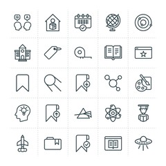 Modern Simple Set of science, bookmarks, education Vector outline Icons. ..Contains such Icons as question,  laptop,  symbol,  timetable and more on white background. Fully Editable. Pixel Perfect.