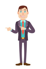 Businessman pointing something beside of him