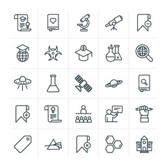 Modern Simple Set of science, bookmarks, education Vector outline Icons. ..Contains such Icons as  knowledge,  favorite,  icon,  background and more on white background. Fully Editable. Pixel Perfect.