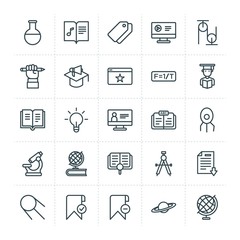 Modern Simple Set of science, bookmarks, education Vector outline Icons. ..Contains such Icons as  library, computer,  tag,  astronomy,  and more on white background. Fully Editable. Pixel Perfect.